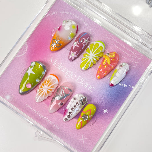 PO080 chrome freestyle colorful y2k nails