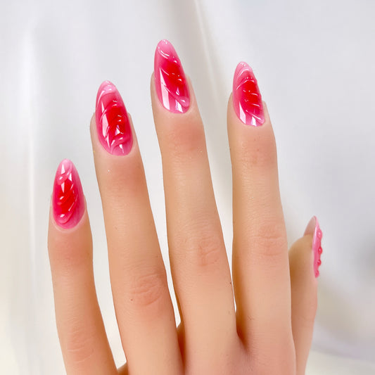PO085 aurora almond press on nails