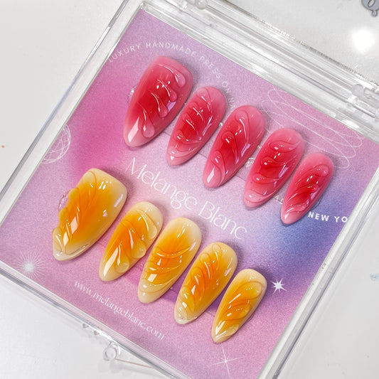 PO085 aurora almond press on nails