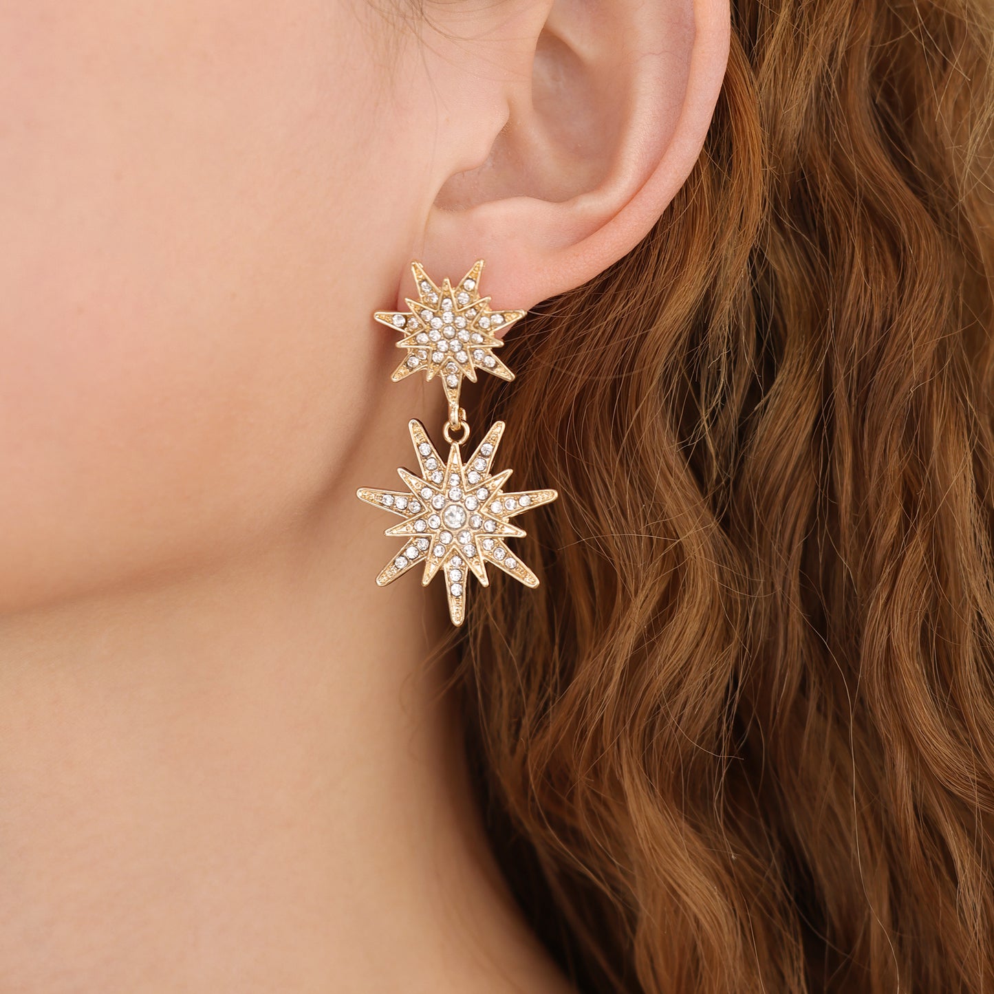 E068 statement starburst celestial dangle earrings sale