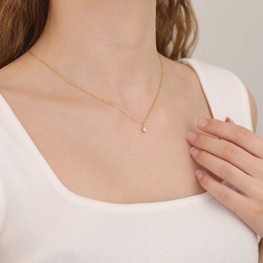 N017 solitaire crystal gem pendant necklace