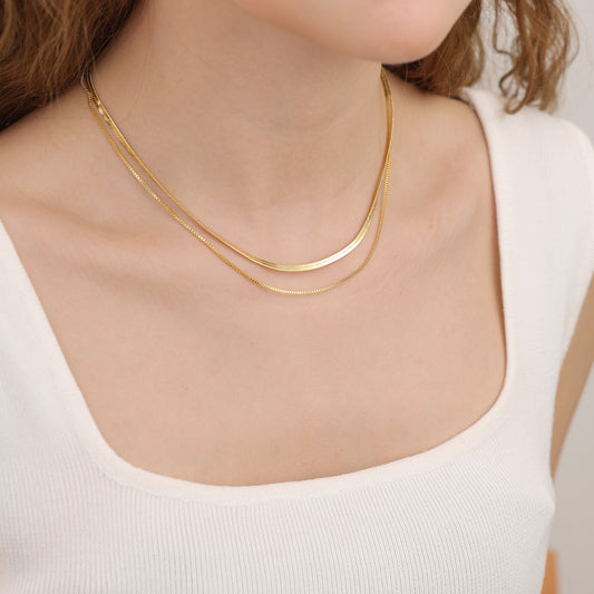 N011 double duo rope snake chain necklace