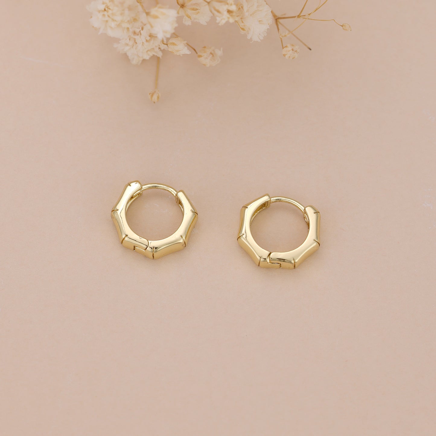 E119 hexagon geometrical huggie hoop earrings