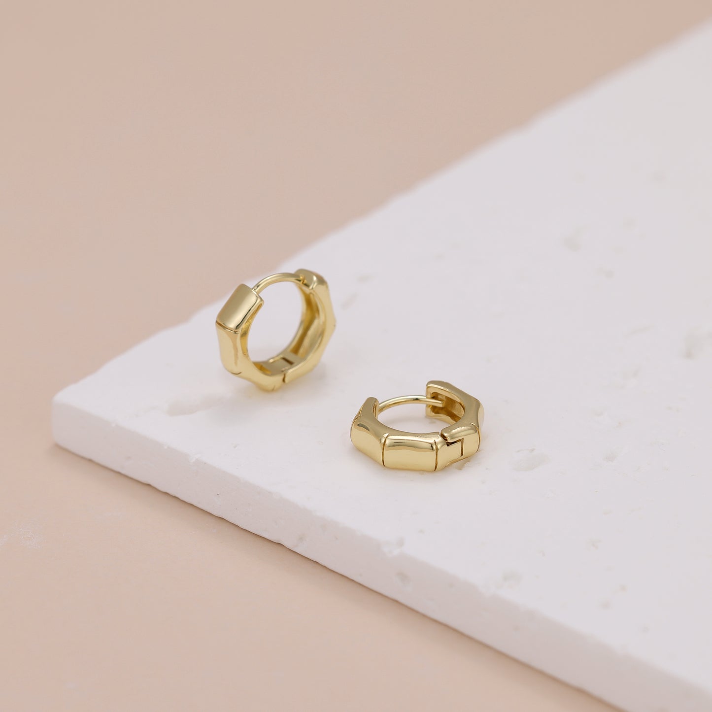E119 hexagon geometrical huggie hoop earrings