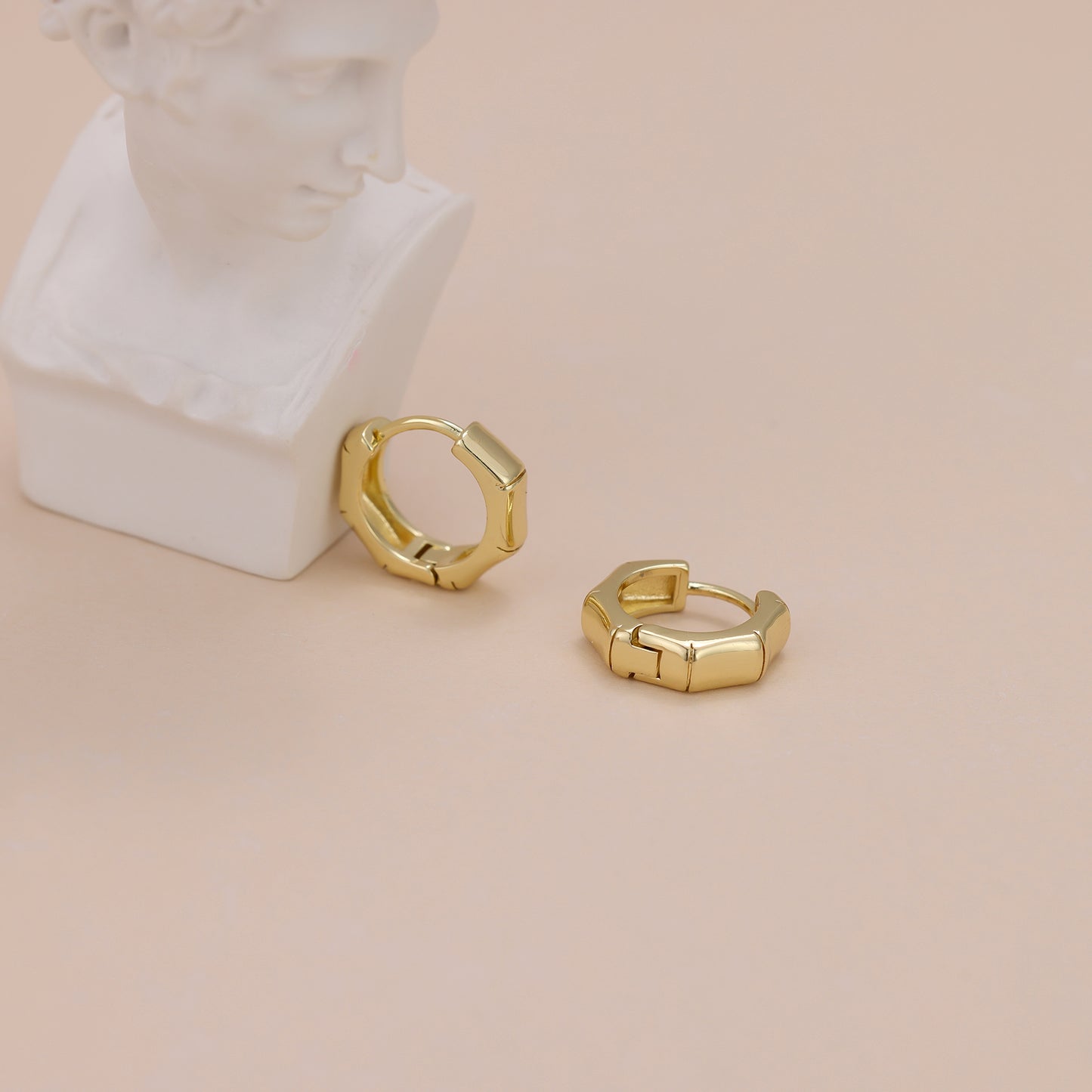 E119 hexagon geometrical huggie hoop earrings