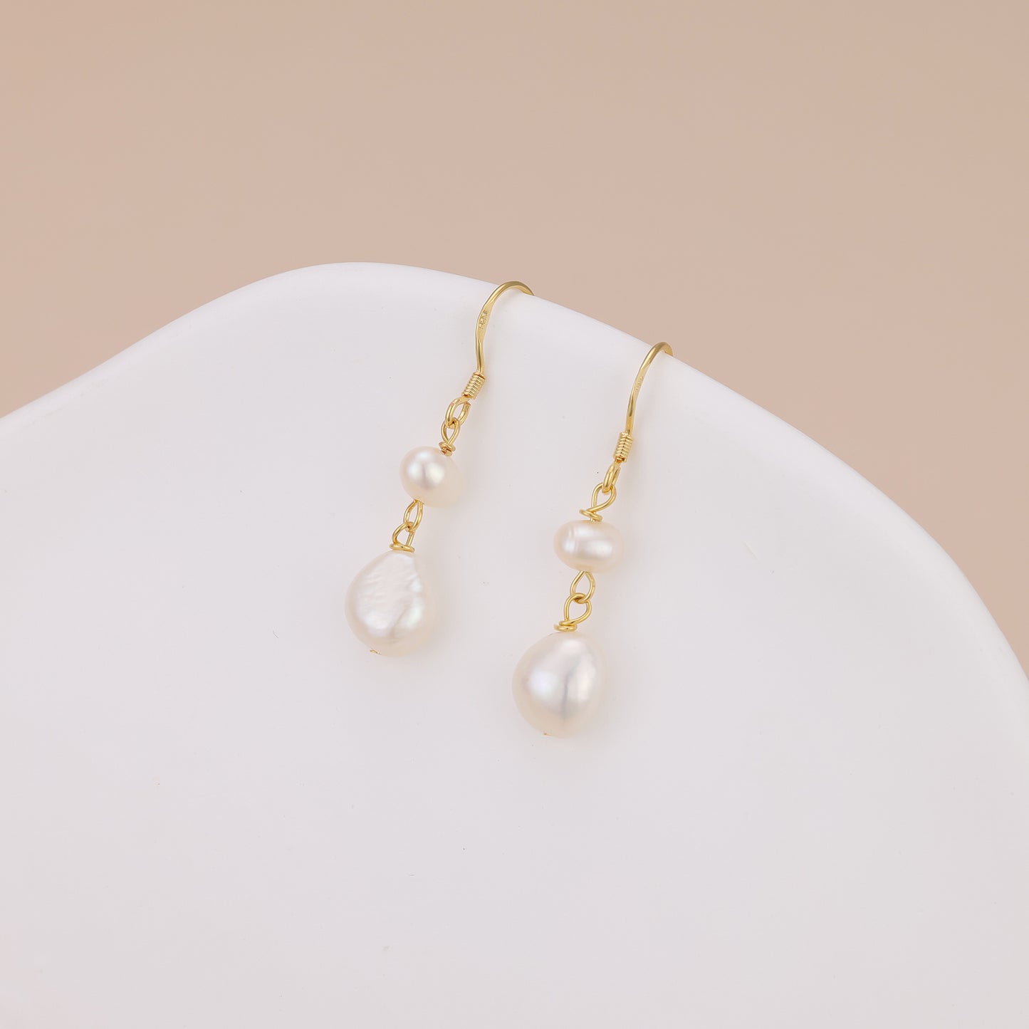 E180 freshwater pearl drop dangle earrings