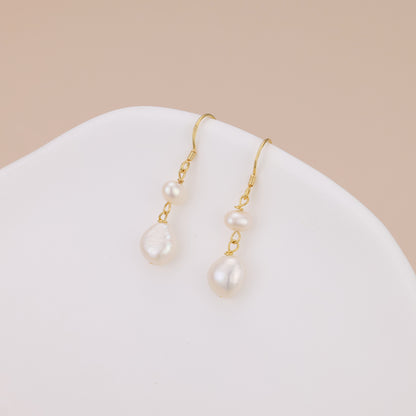 E180 freshwater pearl drop dangle earrings