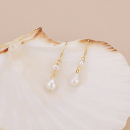 E180 freshwater pearl drop dangle earrings