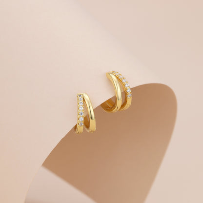 E182 double hoop huggie hoop earrings