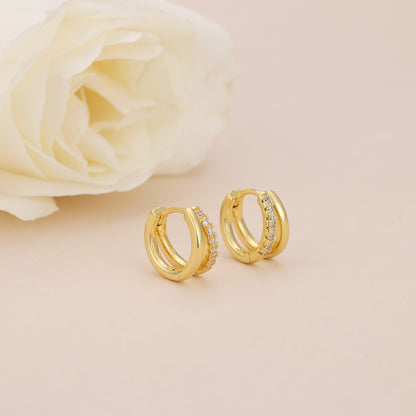E182 double hoop huggie hoop earrings