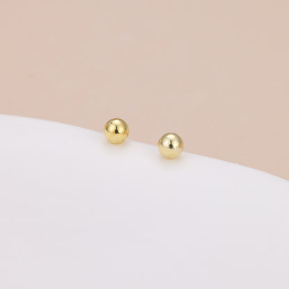 Gold Vermeil E097 dainty ball stud earrings
