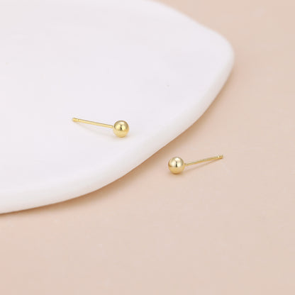 Gold Vermeil E097 dainty ball stud earrings