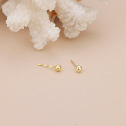 Gold Vermeil E097 dainty ball stud earrings