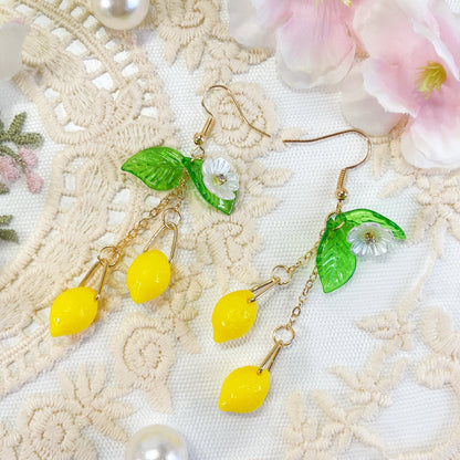 E226 lemon earrings, fruit earrings, cute earrings