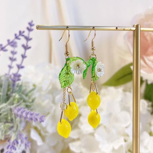 E226 lemon earrings, fruit earrings, cute earrings