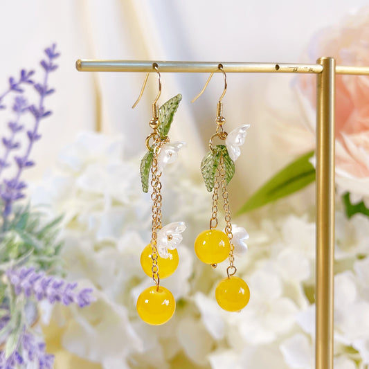 E227 glass beads earrings, dangle earrings, fruit earrings