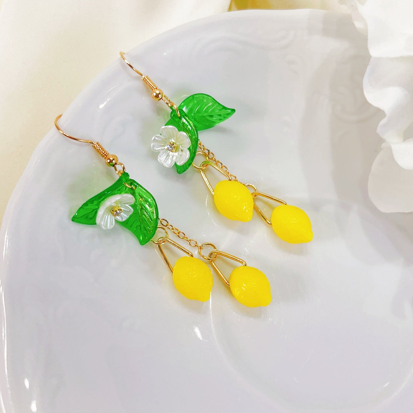E226 lemon earrings, fruit earrings, cute earrings