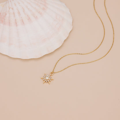 N015 starburst with opal gem pendant necklace