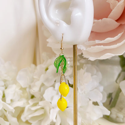 E226 lemon earrings, fruit earrings, cute earrings