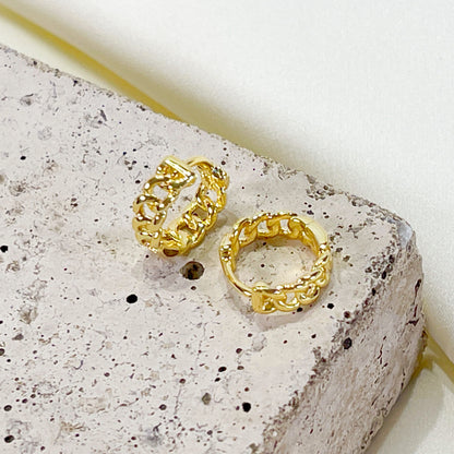 E230 chain hoop earrings, huggie hoop earrings, gold hoops