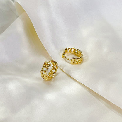E230 chain hoop earrings, huggie hoop earrings, gold hoops