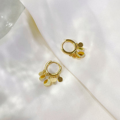 E232 gold disc earrings, disc hoop earrings, coin earrings