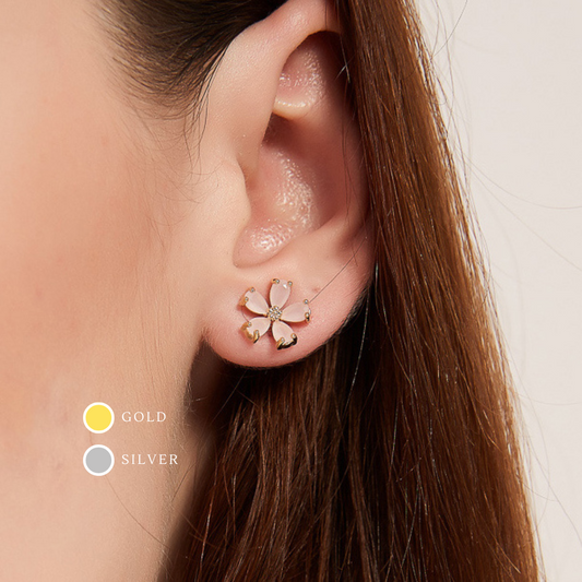 Parker sakura cherry blossom flower stud earrings