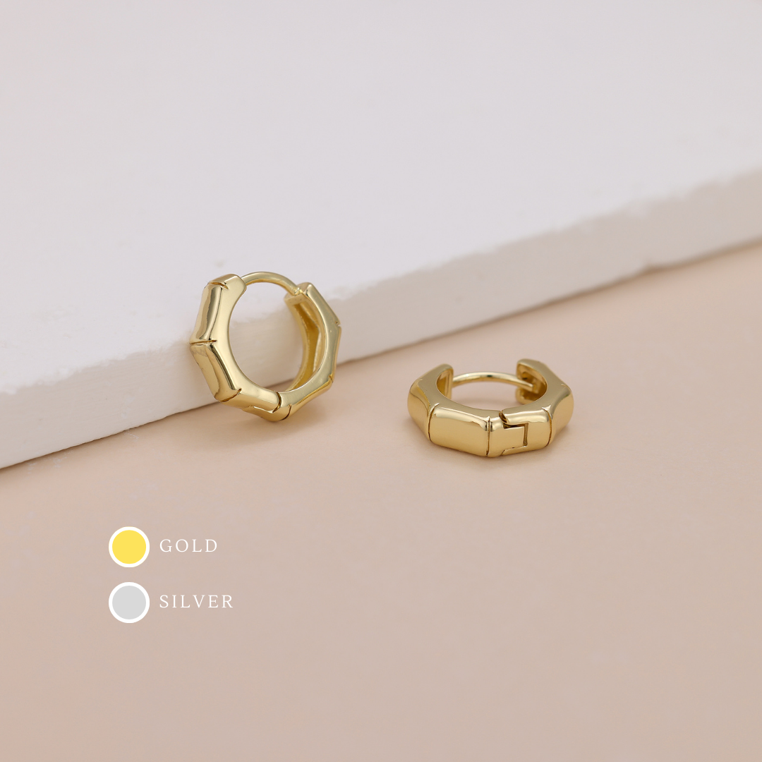 E119 hexagon geometrical huggie hoop earrings
