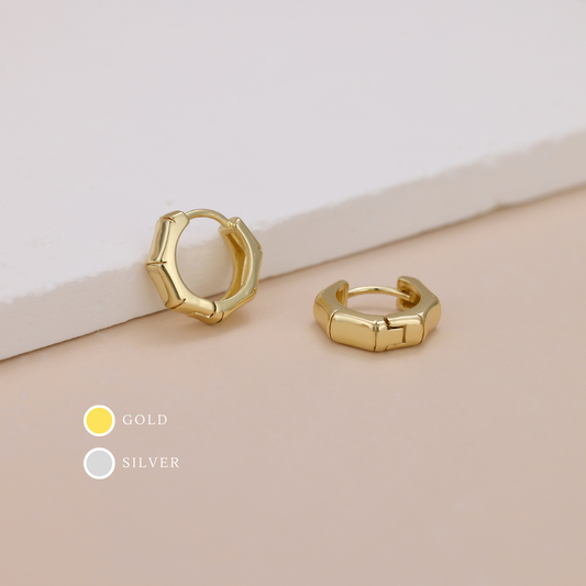 E119 hexagon geometrical huggie hoop earrings