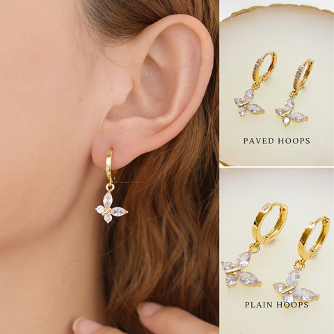E164 gold filled butterfly hoop earrings