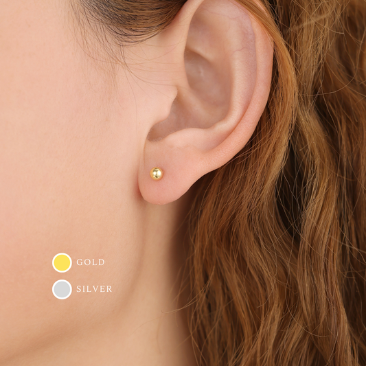 Gold Vermeil E097 dainty ball stud earrings