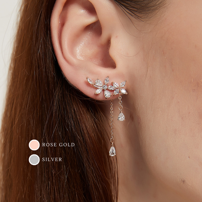 lila dainty crystal flower dangle earrings sale