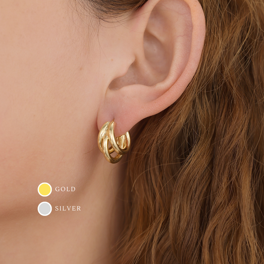 E117 statement triple open hoop earrings
