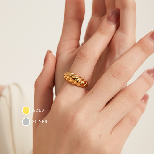 R008 croissant twisted dome statement ring sale