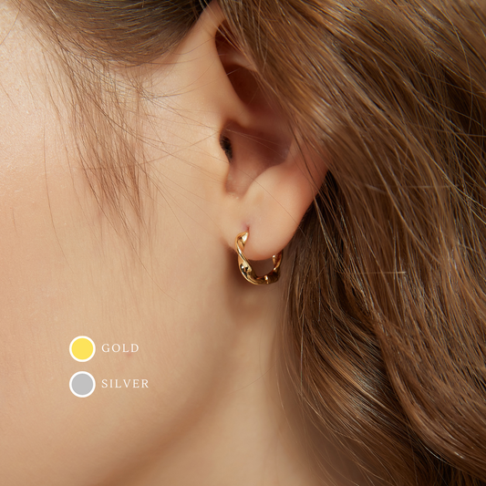 Gold Vermeil Ariel dainty twist huggie hoop earrings