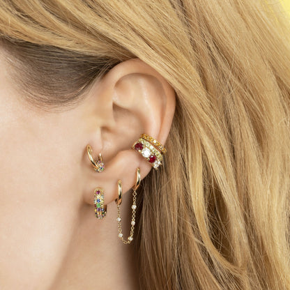 E057 Double hoop chain link Earrings