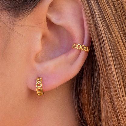 E230 chain hoop earrings, huggie hoop earrings, gold hoops
