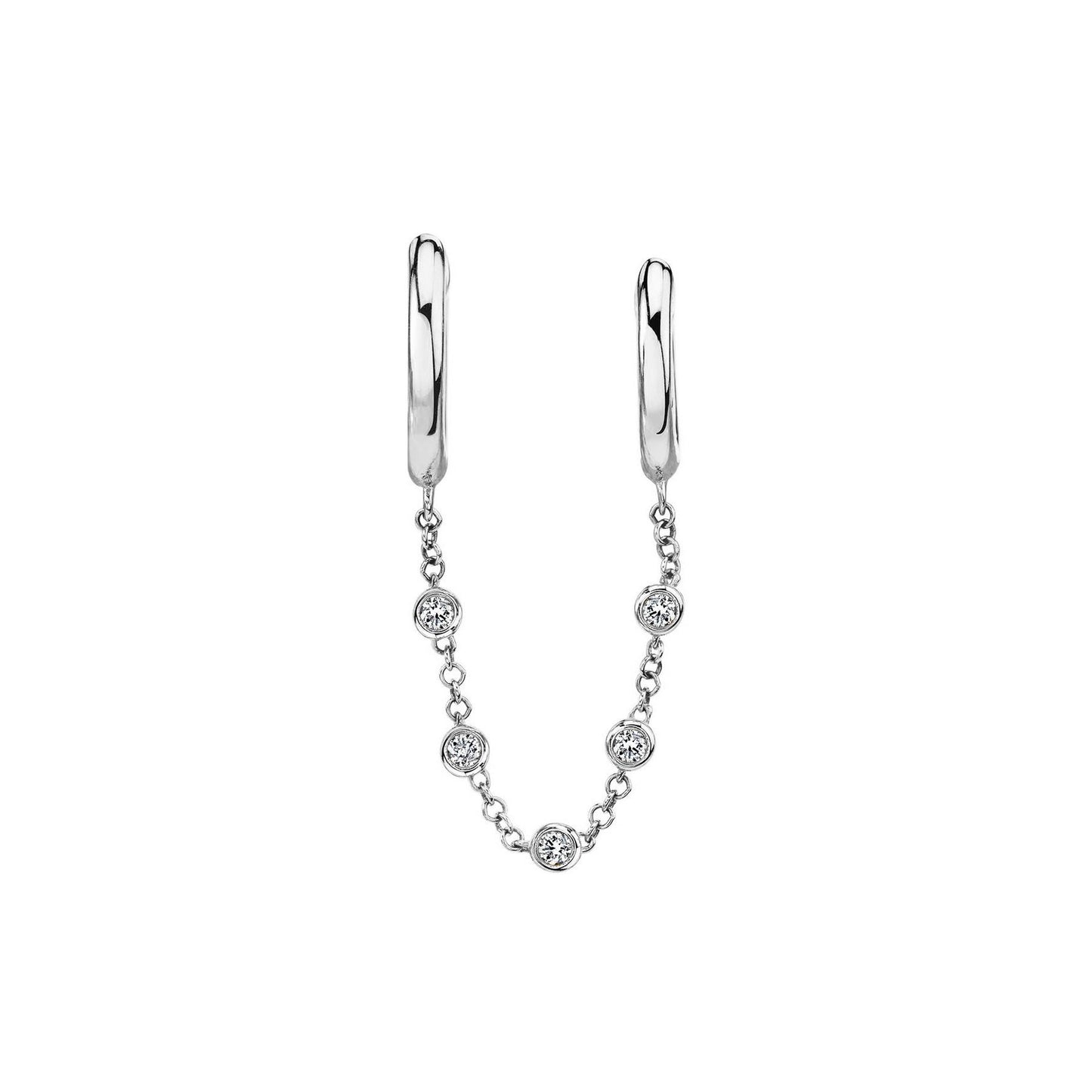 E057 Double hoop chain link Earrings