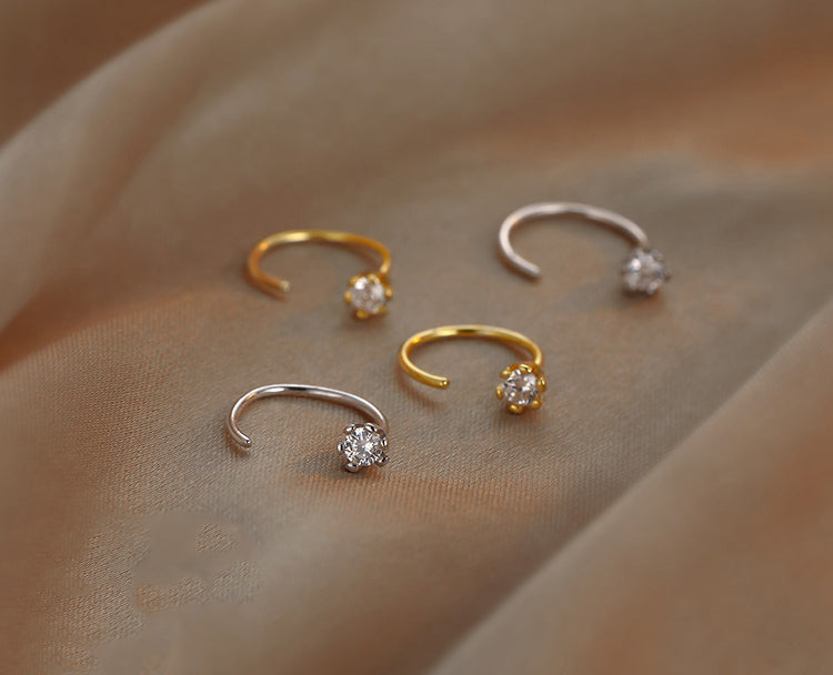 Gold Vermeil E141 dainty open huggie ear wire earrings