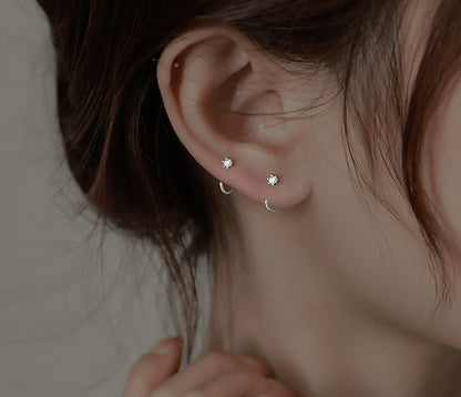 Gold Vermeil E141 dainty open huggie ear wire earrings