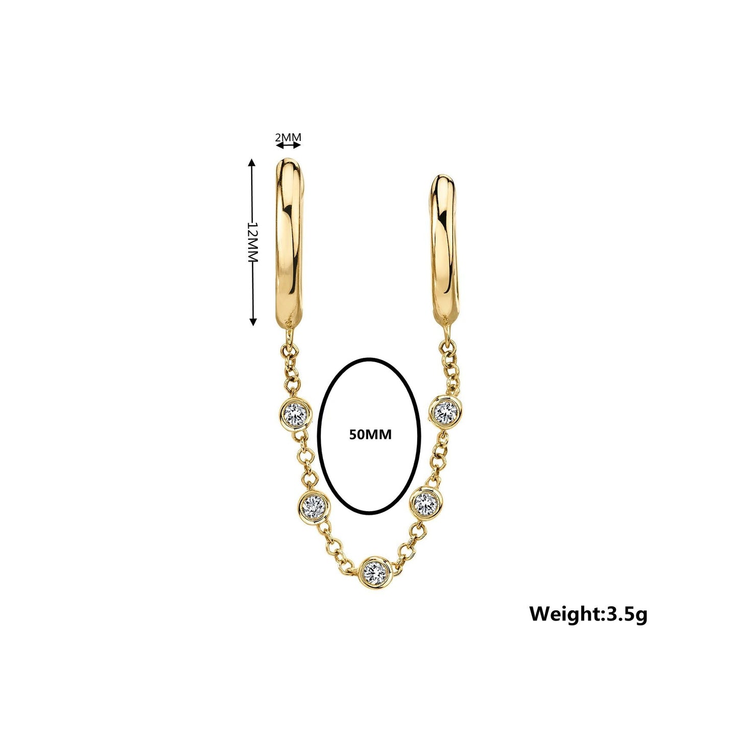 E057 Double hoop chain link Earrings