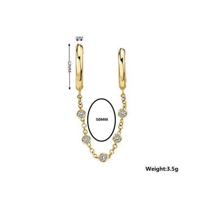 E057 Double hoop chain link Earrings