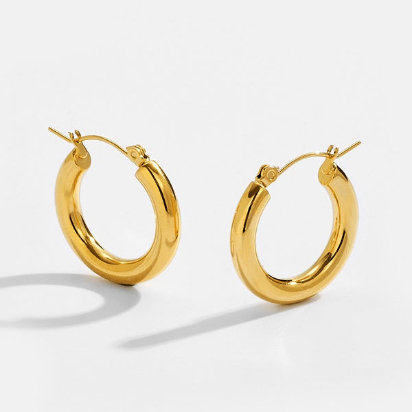 Elena gold chunky thick hoop earrings