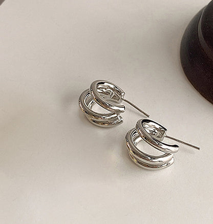 E117 statement triple open hoop earrings
