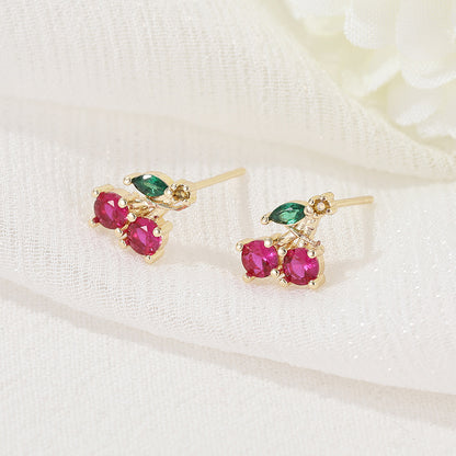 E103 cute cherry fruit stud earrings