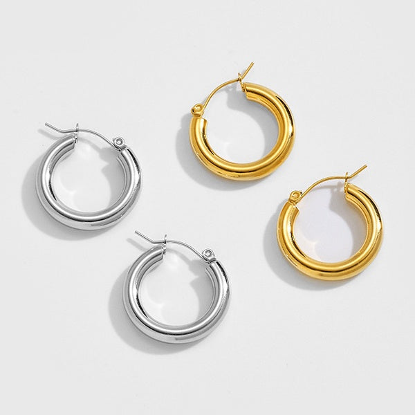 Elena gold chunky thick hoop earrings