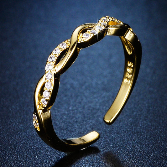 R028 gold infinity paved adjustable ring sale