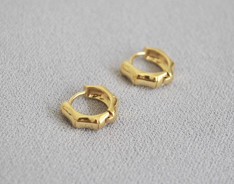 E119 hexagon geometrical huggie hoop earrings