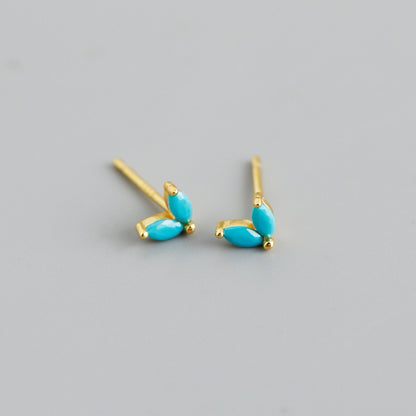 Gold vermeil E100 marquise flower stud earrings