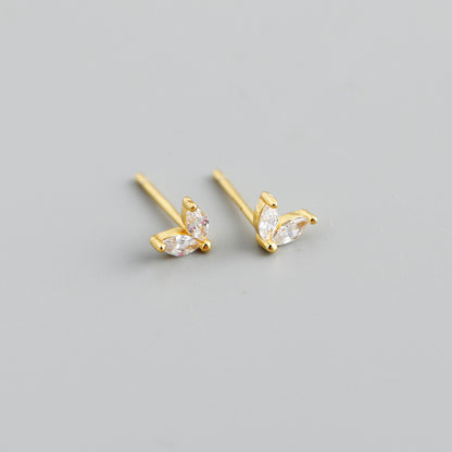 Gold vermeil E100 marquise flower stud earrings